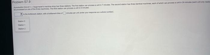 Problem S7.9 production Sagunawahine shop has the