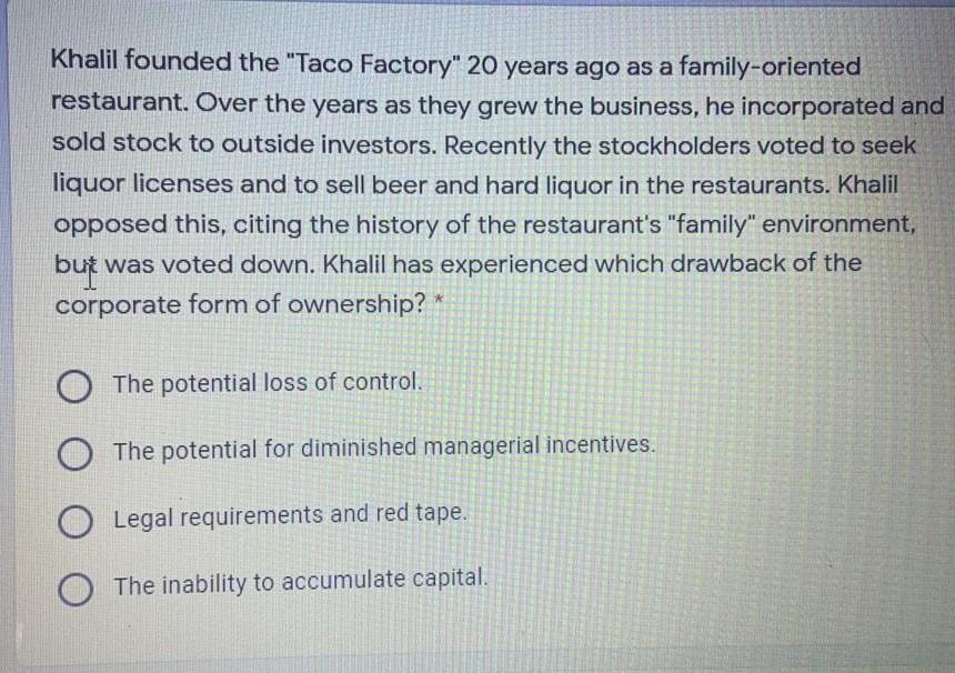 Assume that you are a consultant to a small