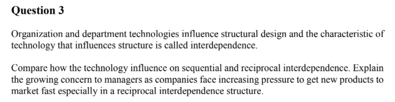 Question 3 Organization and department