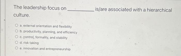 The leadership focus on culture. is/are