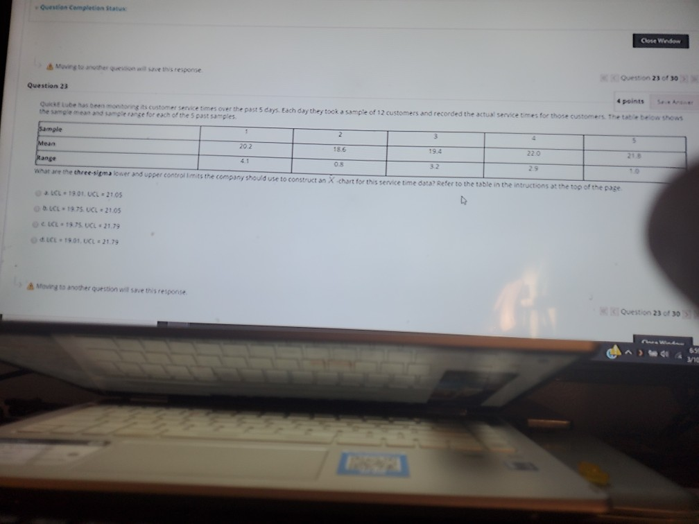 Chere Window Ouest on 23 of 30 Question 23 below