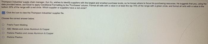 Thompson Industries' supply chain manager, Xun