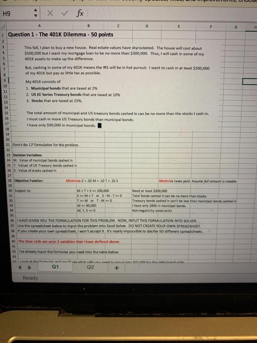 H9 IX fx B D G H 3 4 C Question 1 - The 401K