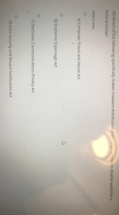 19) Which of the following specifically makes