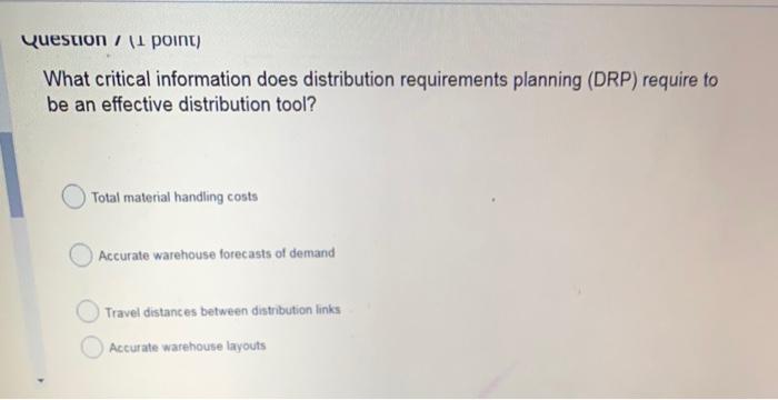 Question / 11 point) What critical information