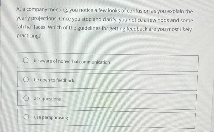 At a company meeting, you notice a few looks of