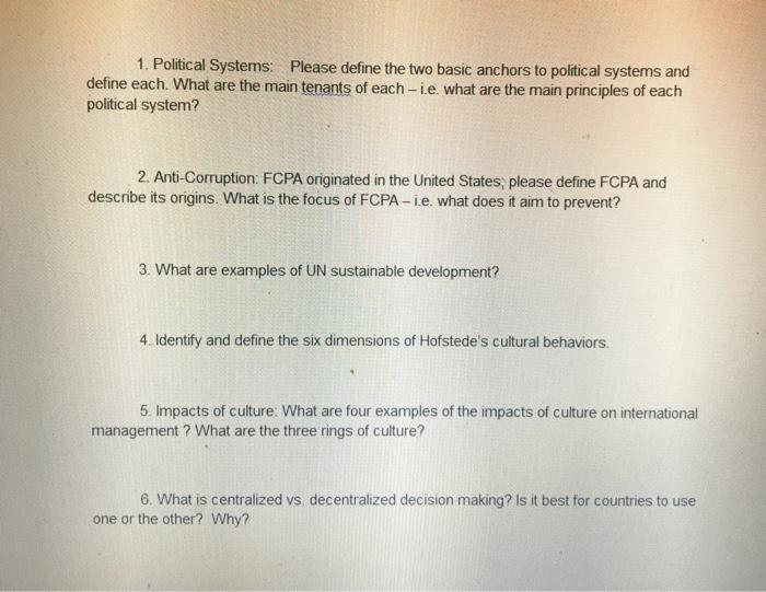 International Bussiness: short answer questions