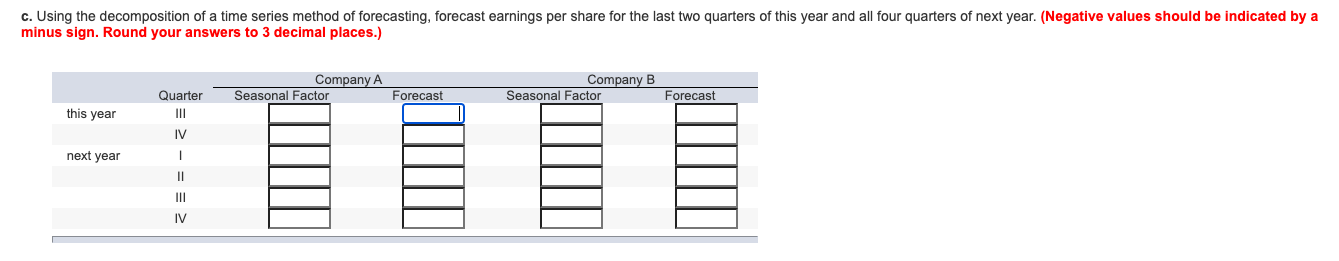 c. Using the decomposition of a time series