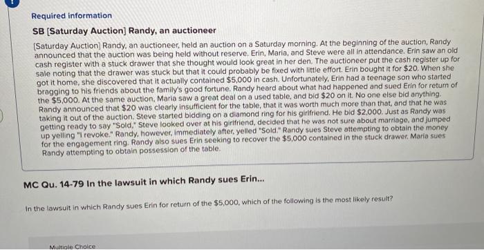 business law class Required information SB