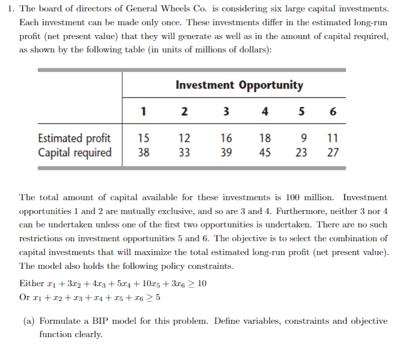 The board of directors of General Wheels Co. is