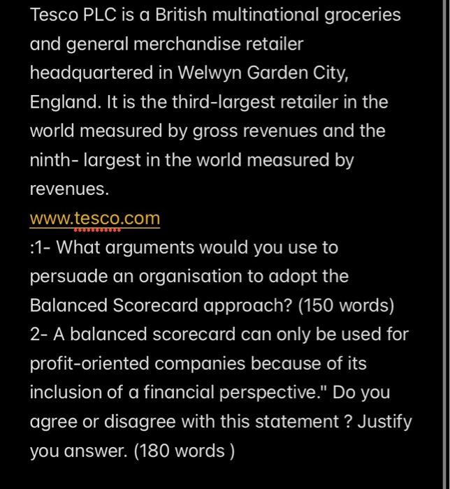 Tesco PLC is a British multinational groceries
