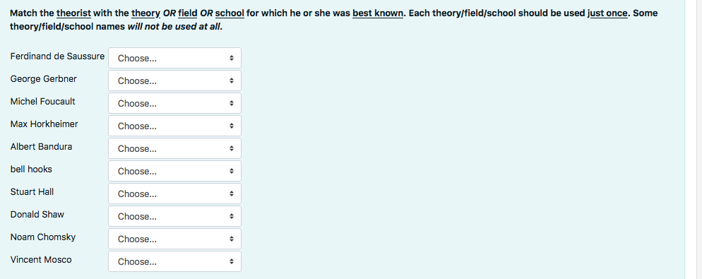 Match the theorist with the theory OR field OR