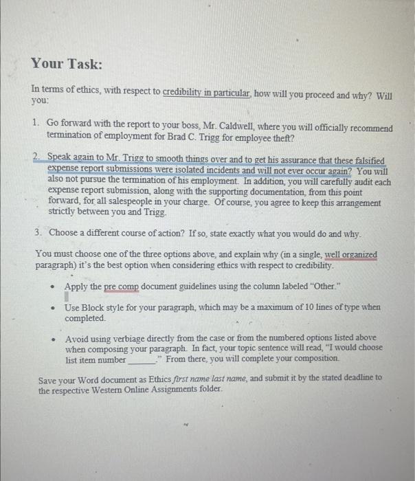 Read the case below. Then, complete the task