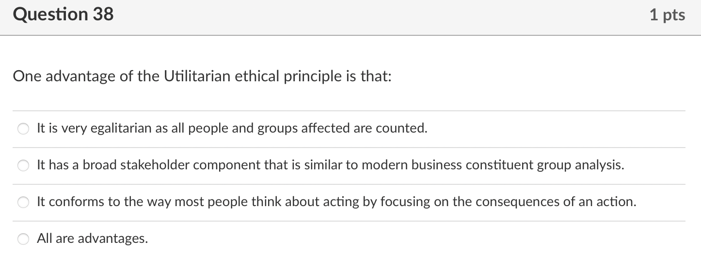 Question 38 1 pts One advantage of the