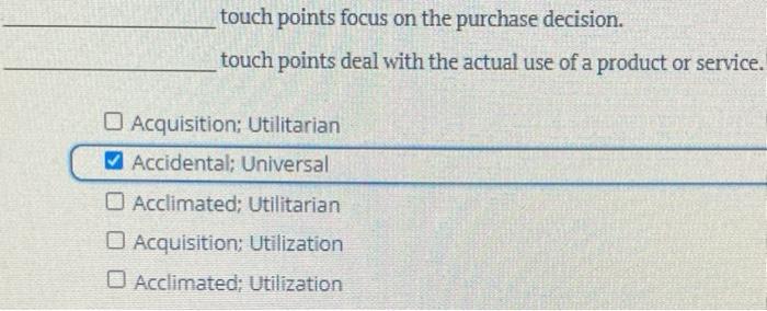 touch points focus on the purchase decision.
