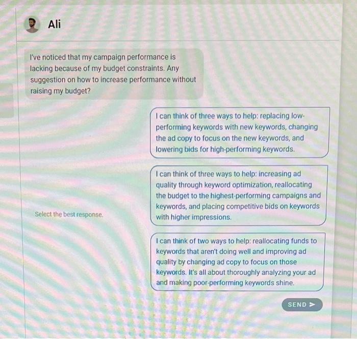 *please select best response* I've noticed that