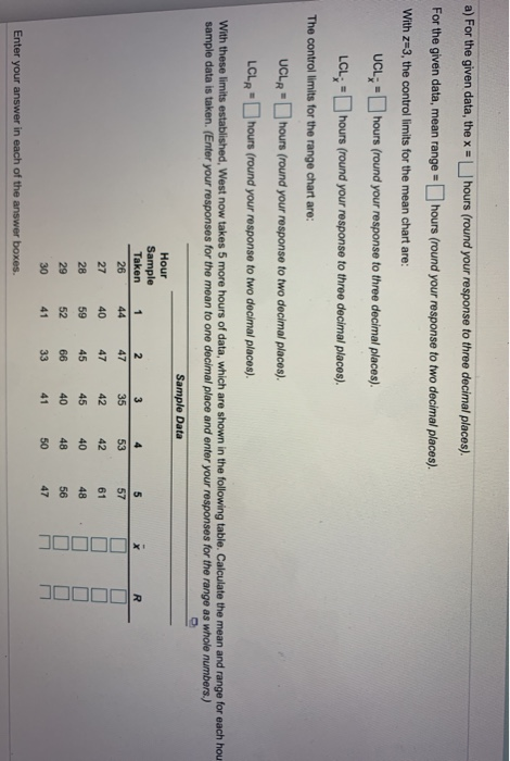 Refer to Table 56.1 - Factors for Computing