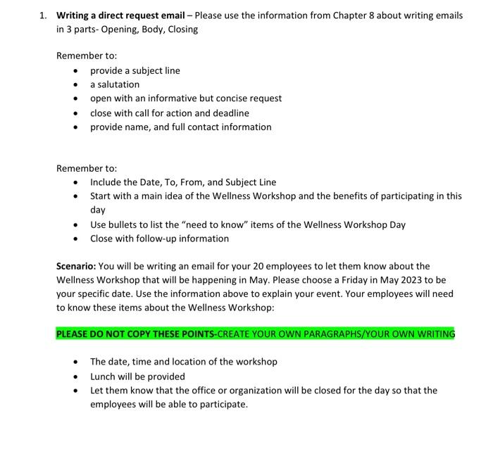 Writing a direct request email - Please use the