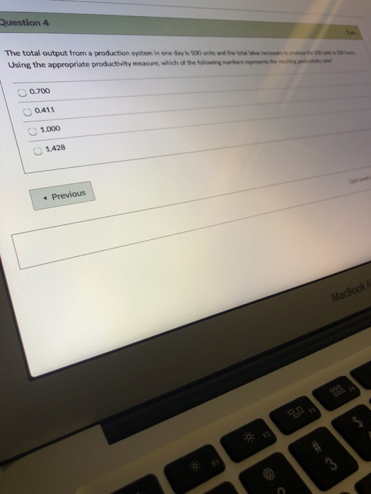 Question 4 The total output from a production