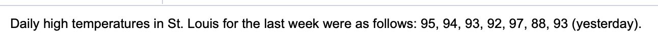 Daily high temperatures in St. Louis for the last