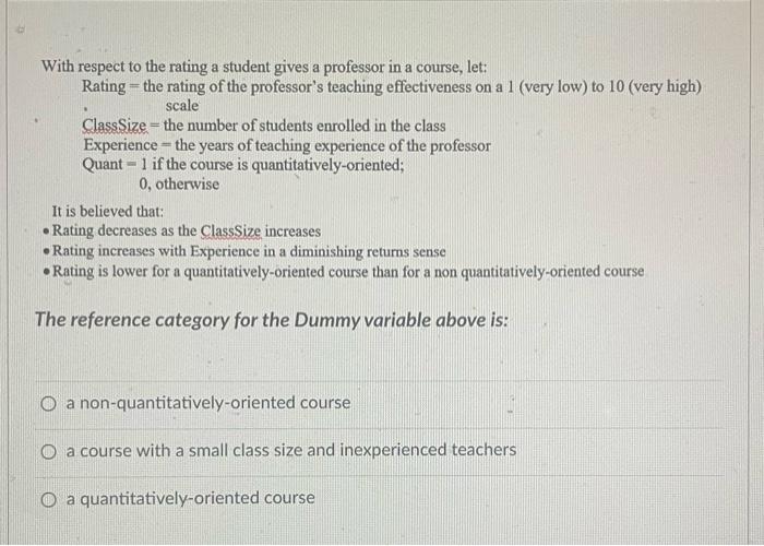 With respect to the rating a student gives a