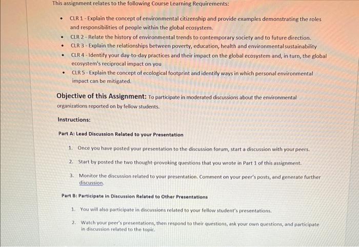 This assignment relates to the following Course