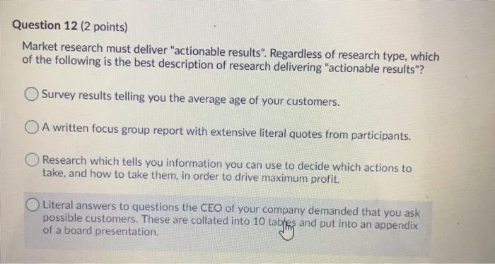 Question 11 (2 points) In class we discussed