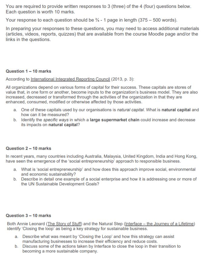 You are required to provide written responses to