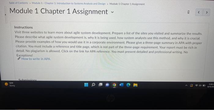 Module 1 Chapter 1 Assignment Instructions Visit