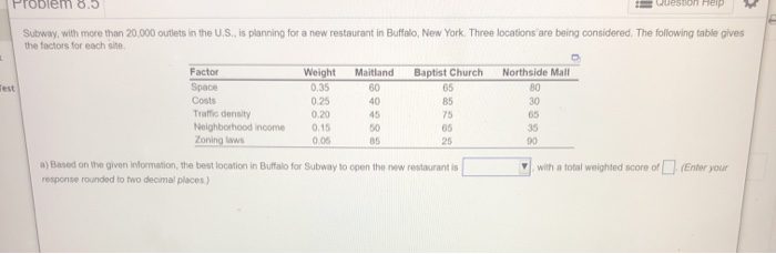 Problem 8.5 wuestion Help Subway, with more than