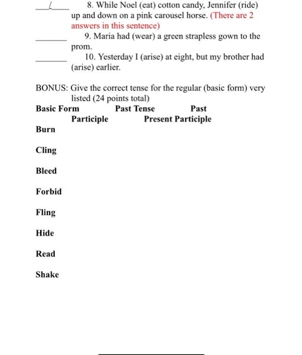 are Identify the tense of the underlined regular