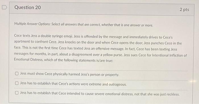 Question 18 2 pts Multiple Answer Options: Select
