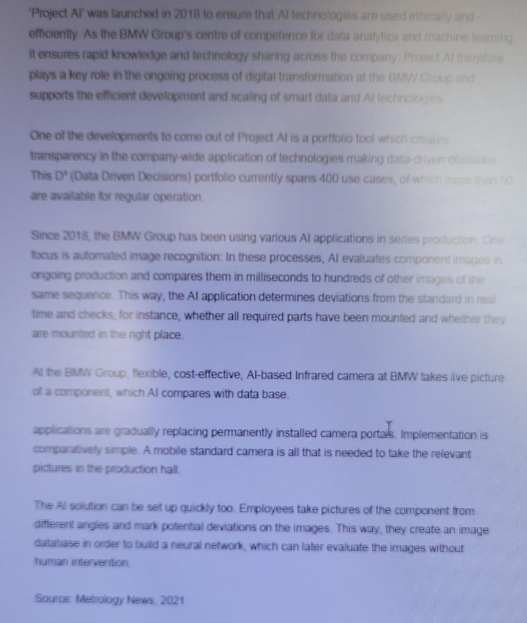 READ THE ARTICLE BELOW AND ANSWER THE QUESTIONS