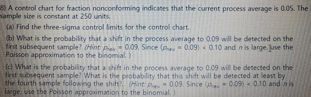 8) A control chart for fraction nonconforming