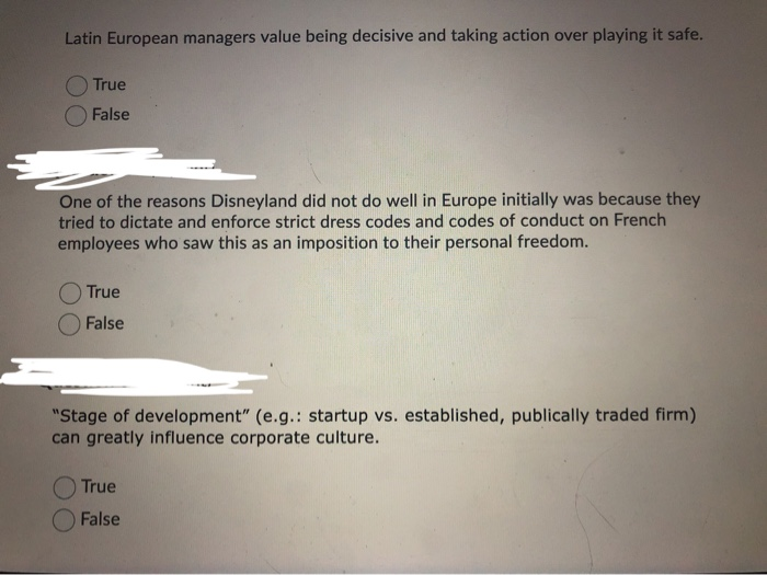 please answer all 3 Latin European managers value