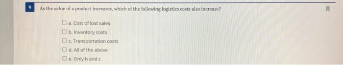 As the value of a product increases, which of the