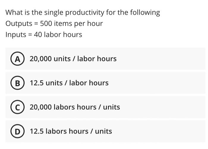 What is the single productivity for the following