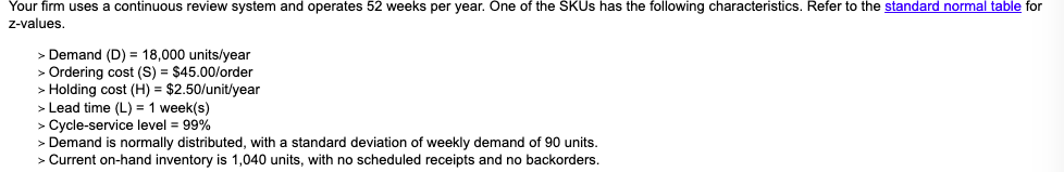 Solve: EOQ, TBO, annual holding cost, annual