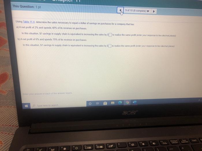 This Question: 1 pt 9 of 10 (complete Using Table