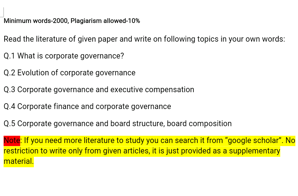 Minimum words-2000, Plagiarism allowed-10% Read