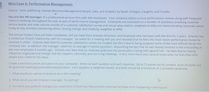 Mini-Case 6: Performance Management Source: SAGE