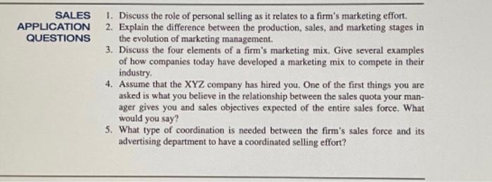 answer asap SALES 1. Discuss the role of personal
