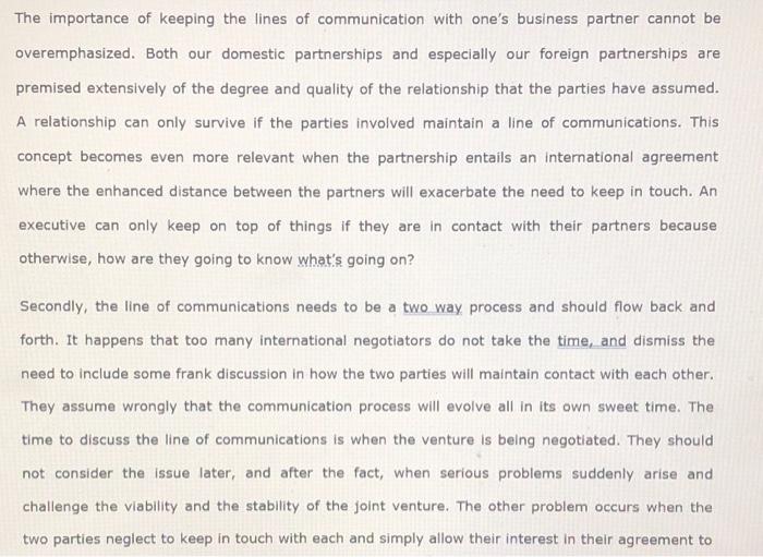 The importance of keeping the lines of