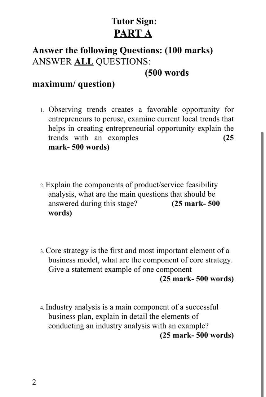 Tutor Sign: PART A Answer the following