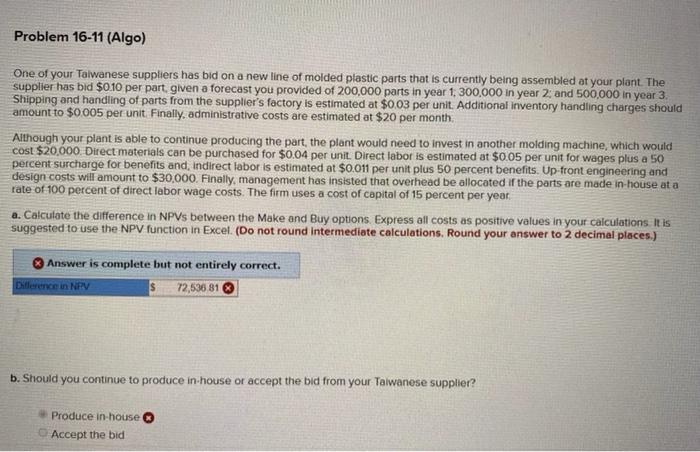 Problem 16-11 (Algo) One of your Talwanese