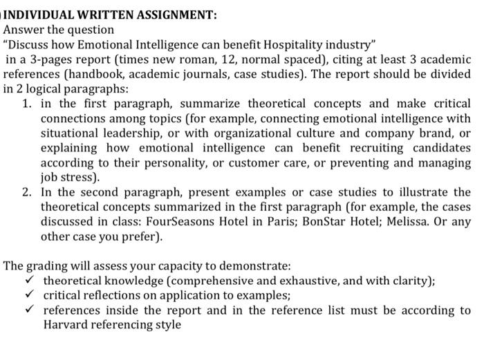 INDIVIDUAL WRITTEN ASSIGNMENT: Answer the