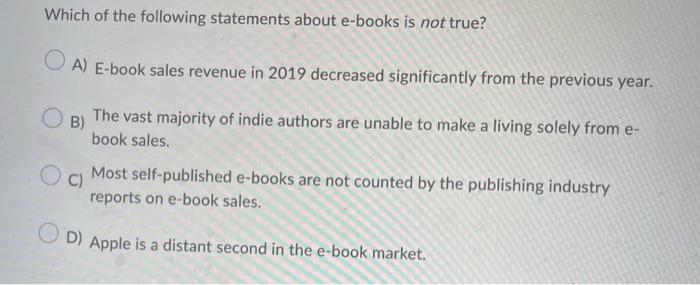 Which of the following statements about e-books