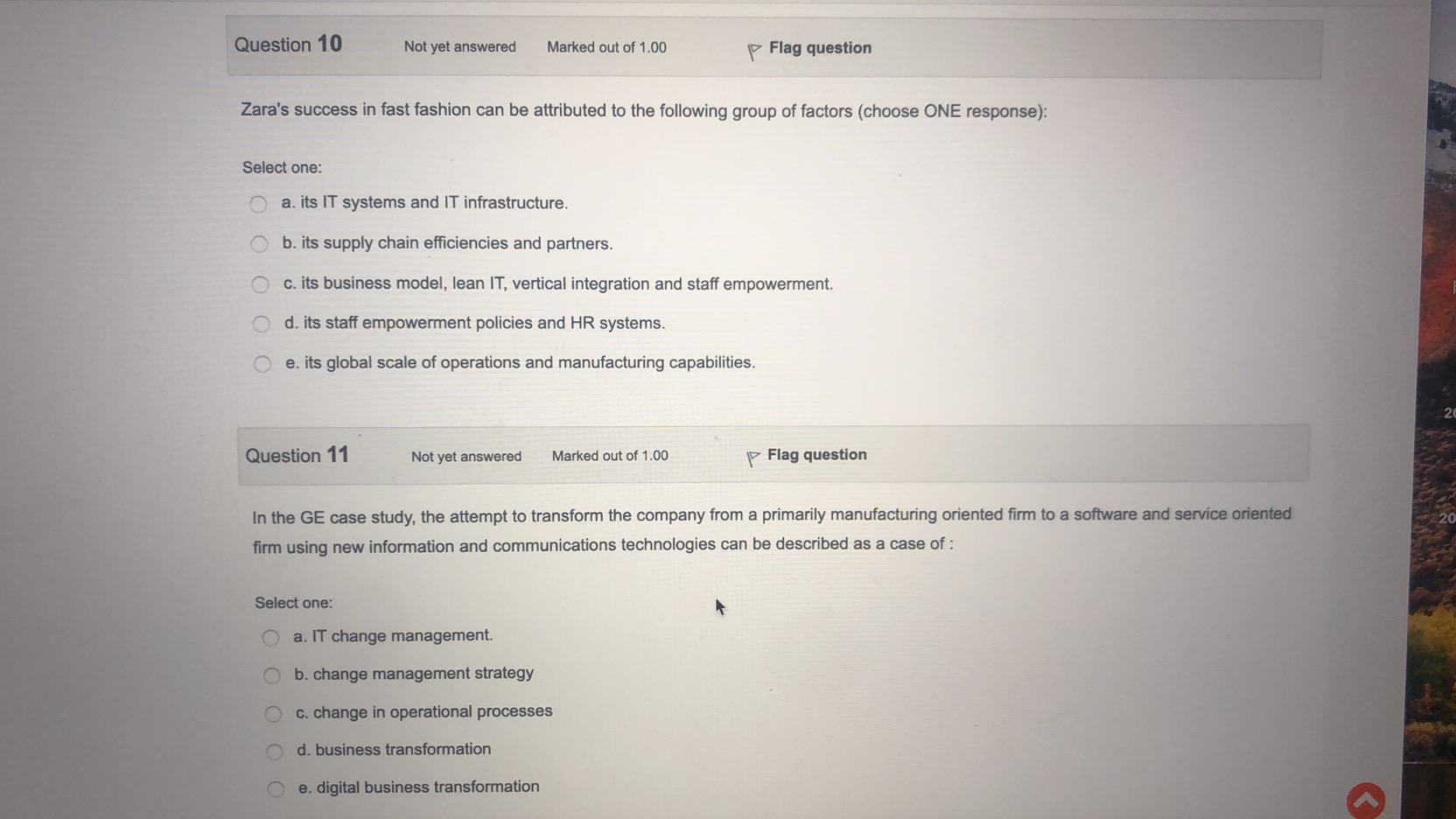 Question 10 Not yet answered Marked out of 1.00