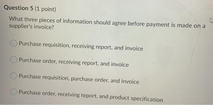 Question 4 (1 point) A manufacturer has set