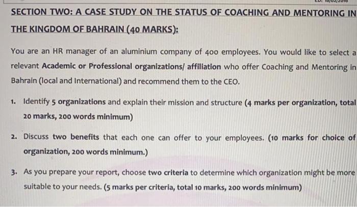 SECTION TWO: A CASE STUDY ON THE STATUS OF